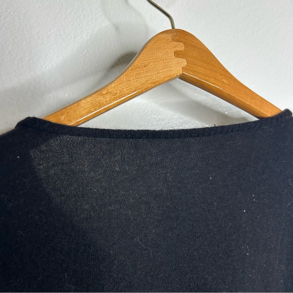 100% Cashmere Black Pullover Sweater Oversized Flawed - Picture 8 of 12